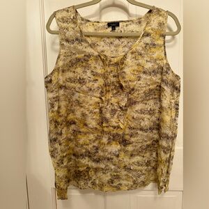 Talbots tank blouse XL yellow and grayish purple side zip